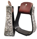 Étrier western noir en aluminium gravé