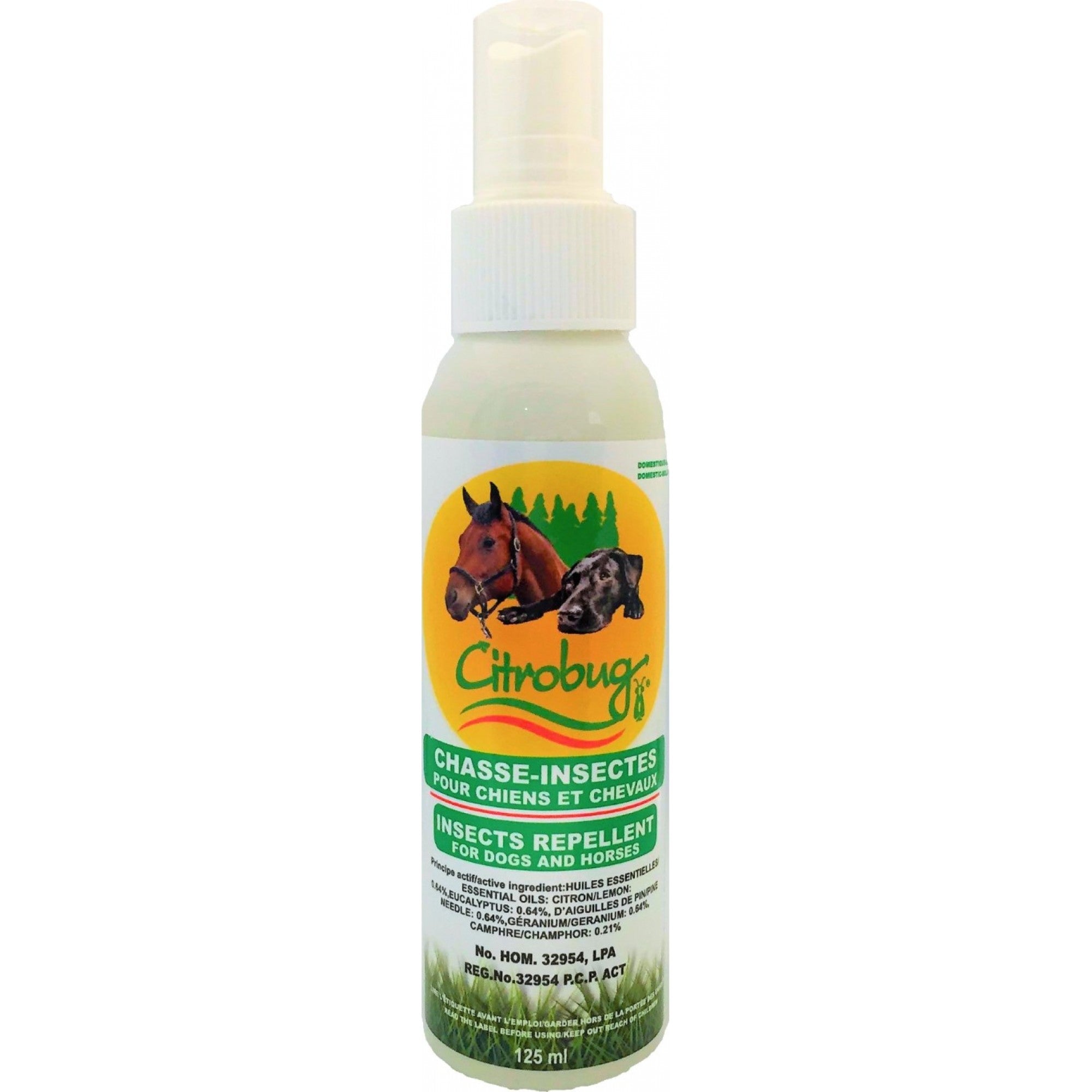 CITROBUG, répulsif anti-insectes pour chevaux et chiens, 125 ml