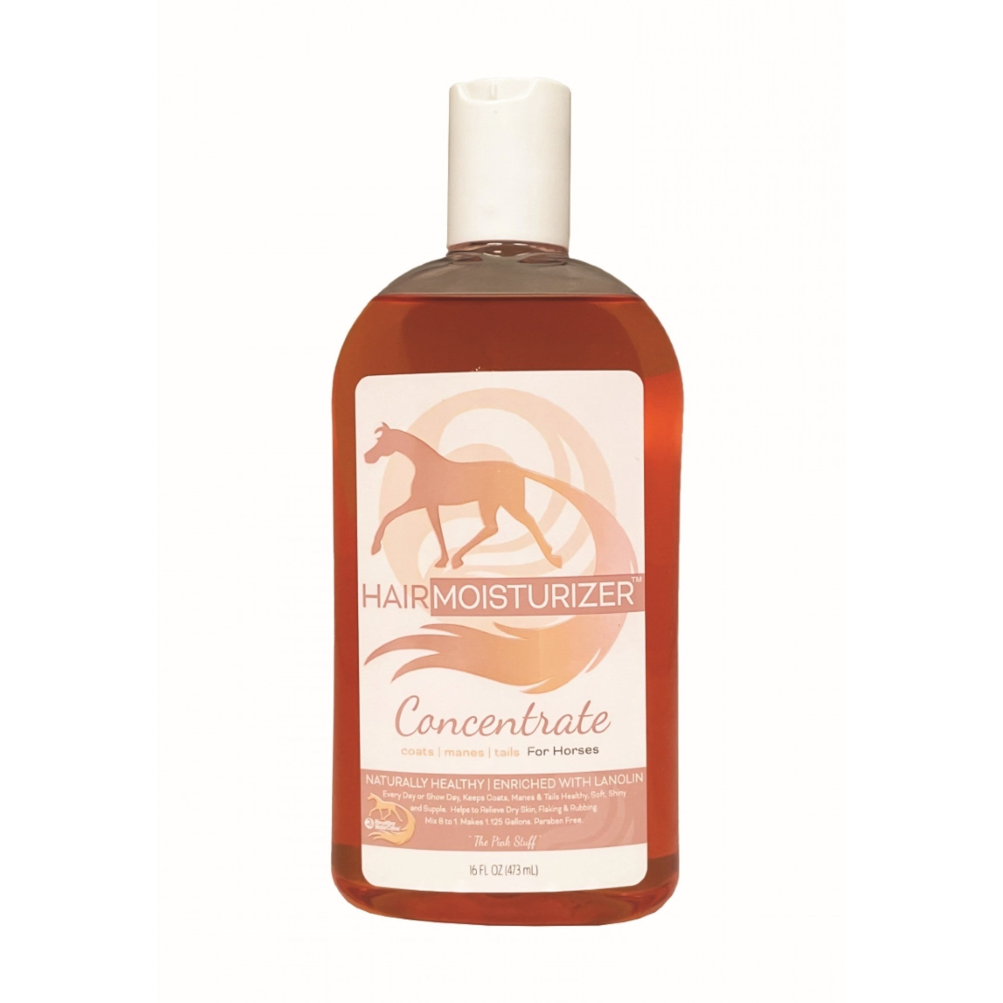 Accessoires de soin hydratant pour le crin et pelage Western Rawhide, flacon de 473 ml, liquide rose pour chevaux.