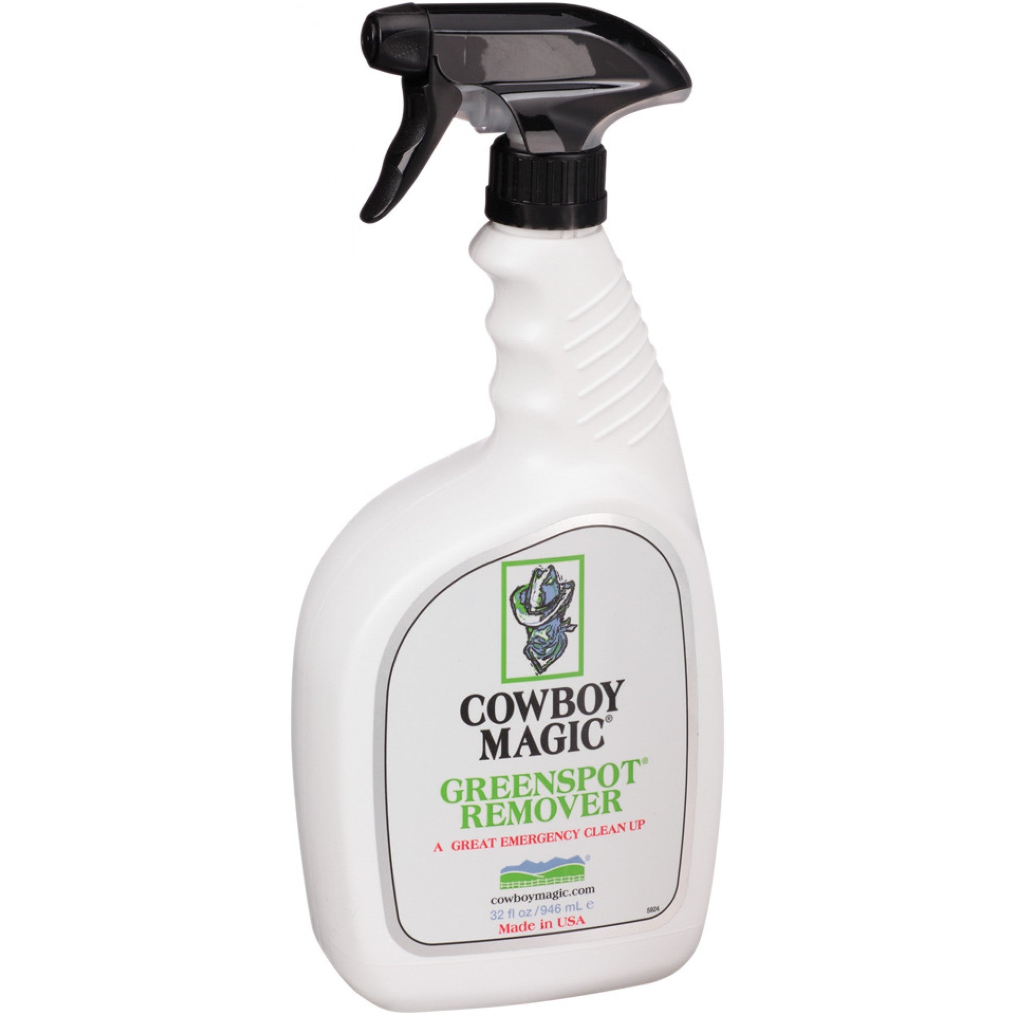 Accessoires Cowboy Magic Greenstot Remover de Western Rawhide, flacon de 946 ml pour enlever la saleté et les taches sur le cuir.