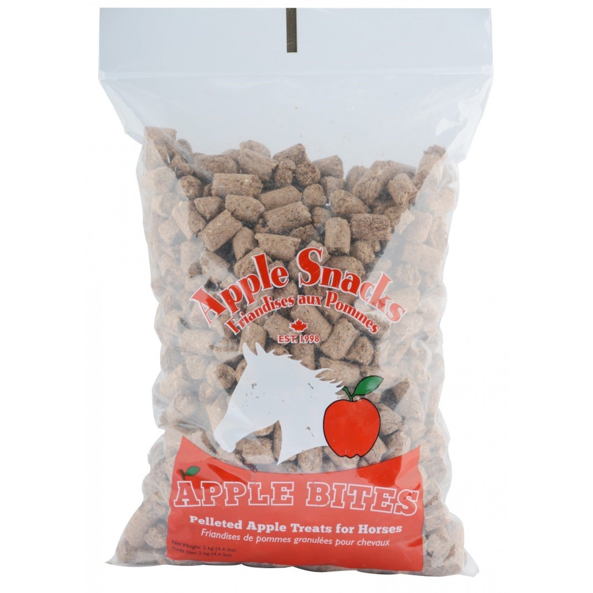 Bouchées de pommes en sachet refermable Western Rawhide, 1 kg, pour soins et friandises pour animaux.