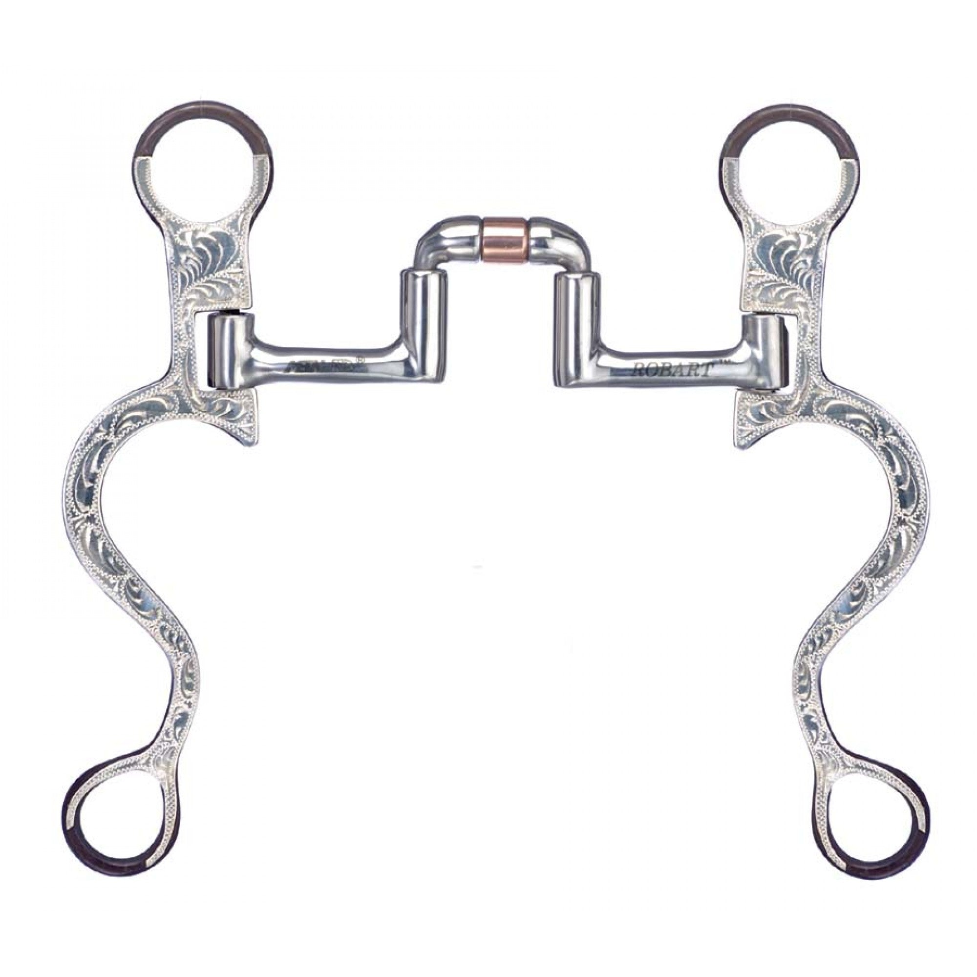 Bit de correction sans pincement Western Rawhide pour cheval, en métal, avec bride en cuir, conçu pour un contrôle doux et précis.