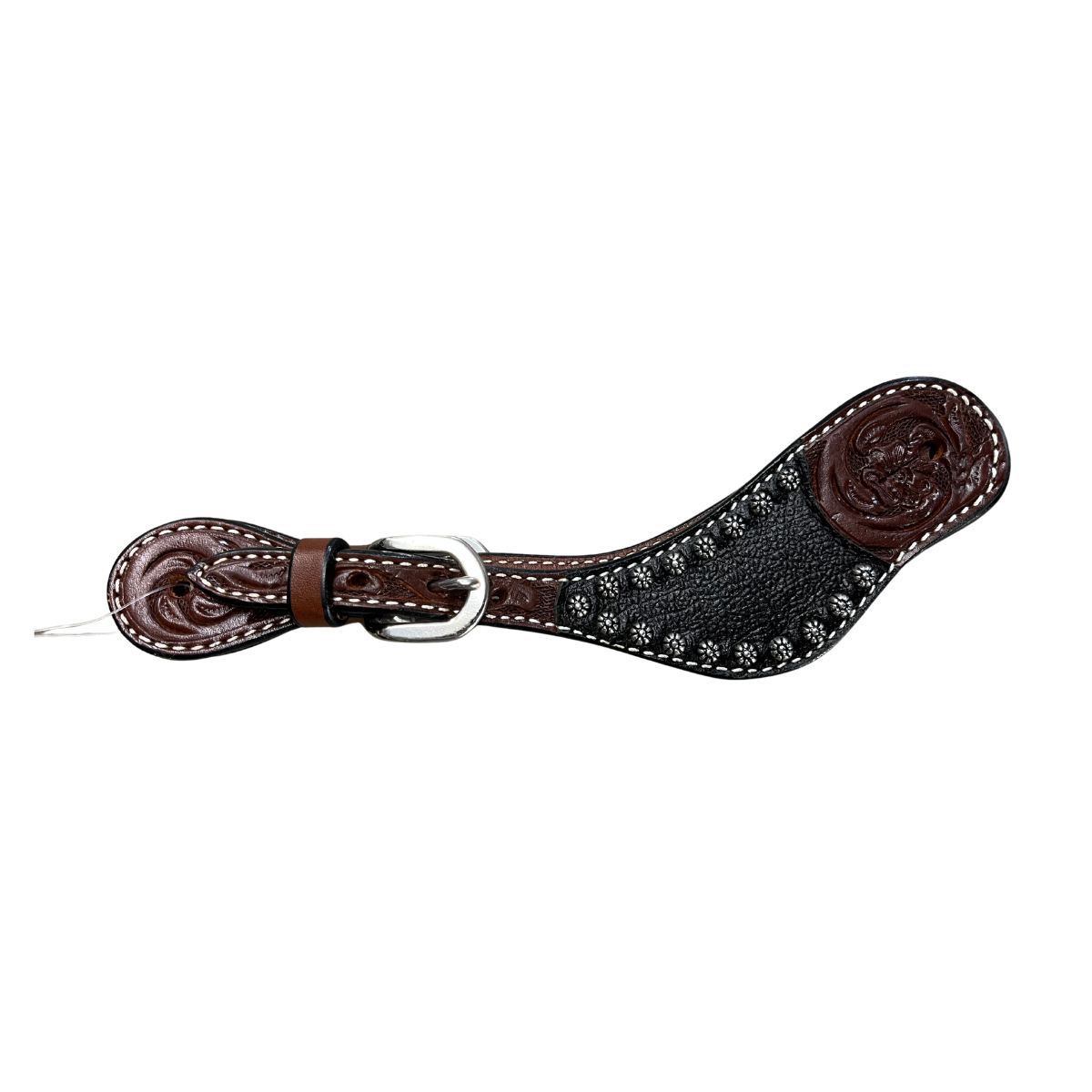 Courroie d'éperons pour femmes, équipement de cheval Western Rawhide, en cuir, avec boucle métallique, pour randonnée équestre.