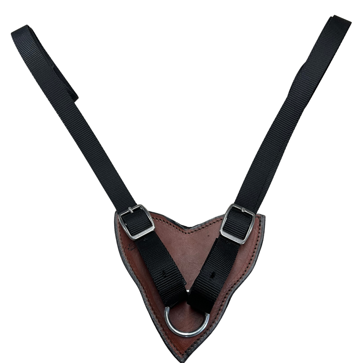 Harnais pour skijoering de la marque ES Sellerie Western, équipement équestre pour le skijoering, en cuir noir avec boucles.