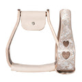 Étrier en aluminium rose gold gravé de cœurs - ES Sellerie Western