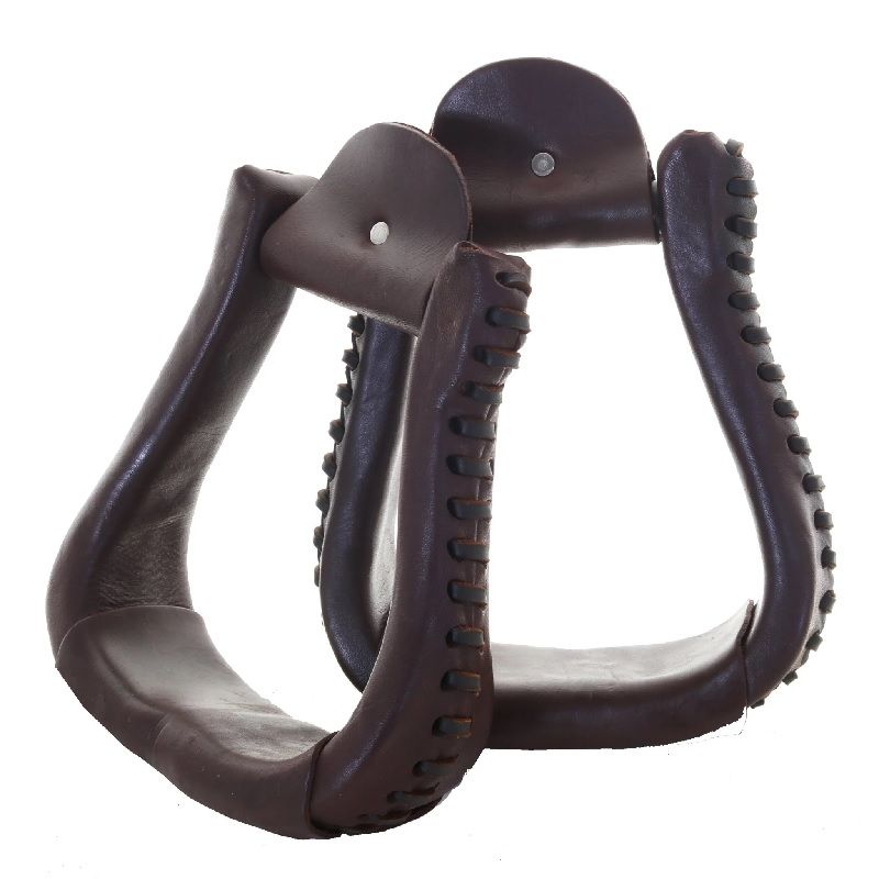 Étriers western en cuir foncé