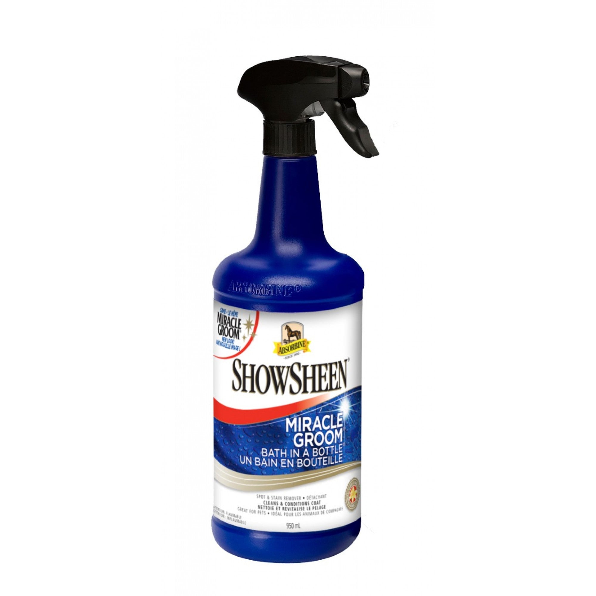 Équipement de cheval Western Rawhide Absorbine Miracle Groom en flacon de 946 ml avec pulvérisateur, nettoyant et brillant pour chevaux
