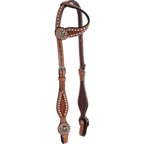 BRIDE UNE OREILLE COUNTRY LEGEND AVEC MOTIF BASKET ET COUTURES BUCKSTITCH, CHESNUT - ES Sellerie Western
