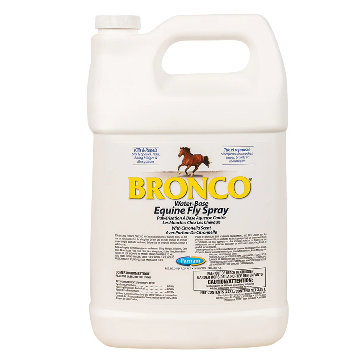 Spray anti-mouches Farnam Bronco de la marque Centurion Supply, accessoire pour repousser les insectes.