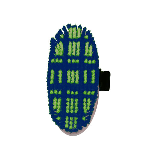 Brosse douce à carreaux de couleur Western Rawhide, soin pour animaux, avec poils souples et motif à carreaux bleu marine.