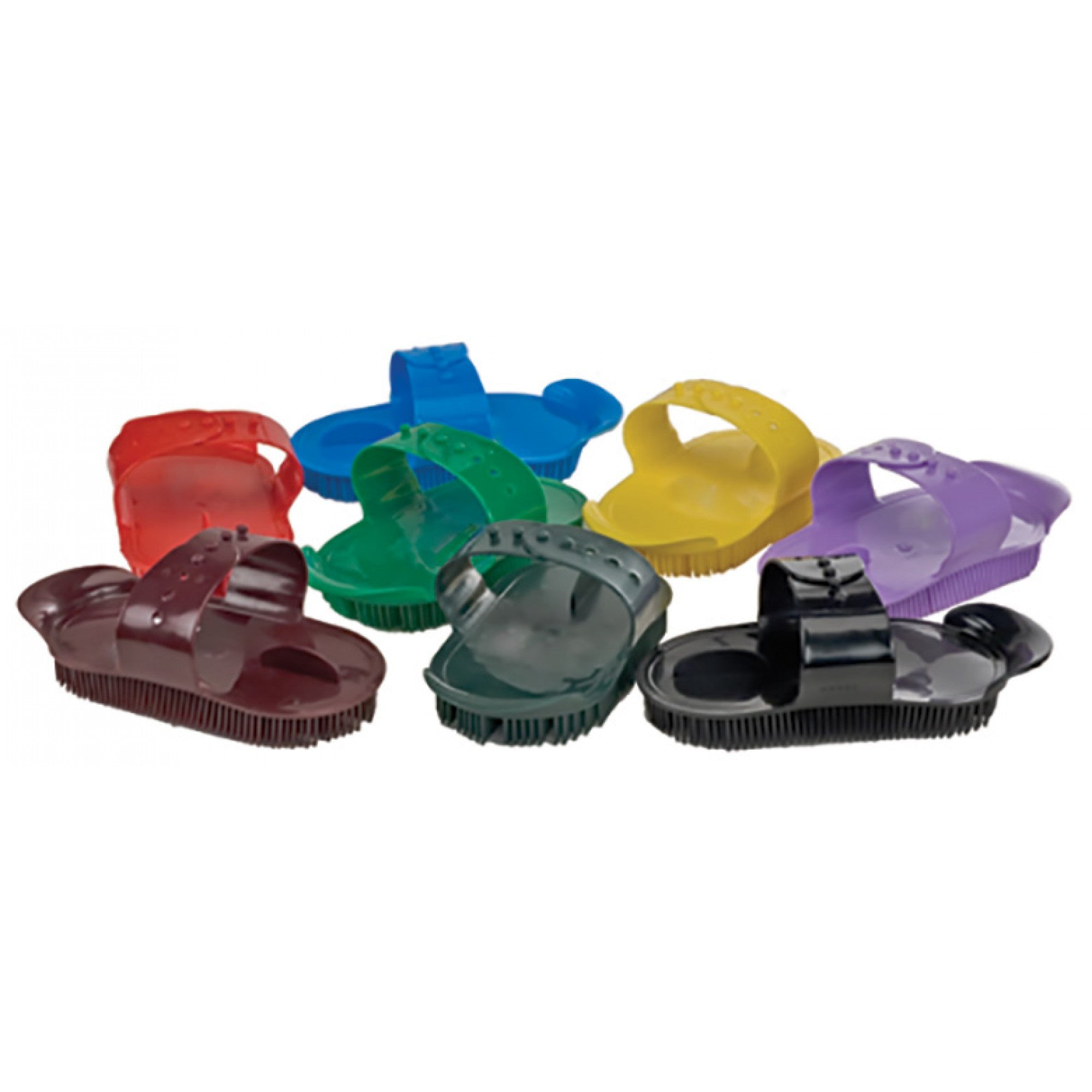 Brosse en plastique curry Western Rawhide pour soins animaliers, noire, avec poils pour le nettoyage et le brossage des animaux.