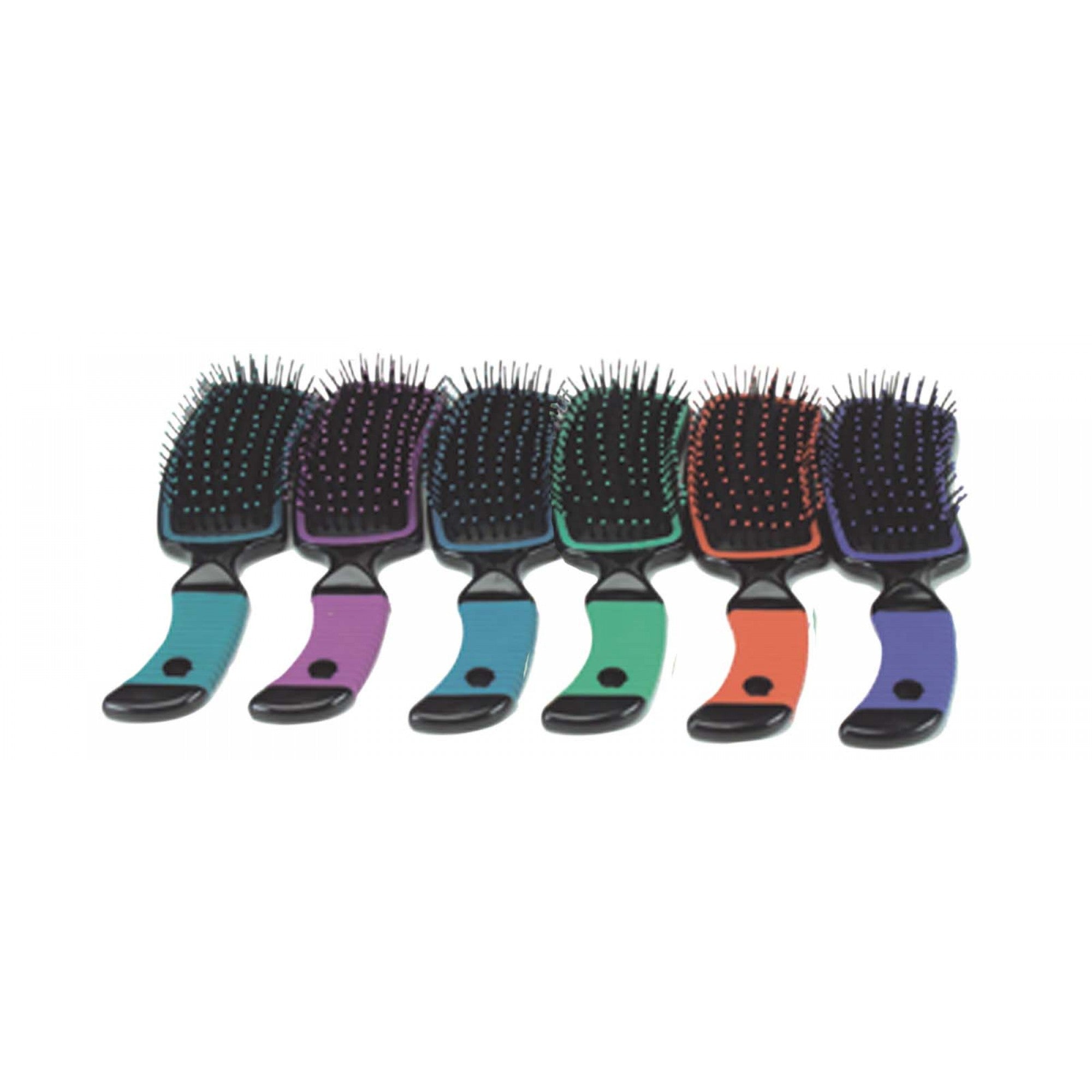 Brosse pour crinière et queue courbées Western Rawhide, outils de soin pour chevaux, avec poils souples et poignées ergonomiques.