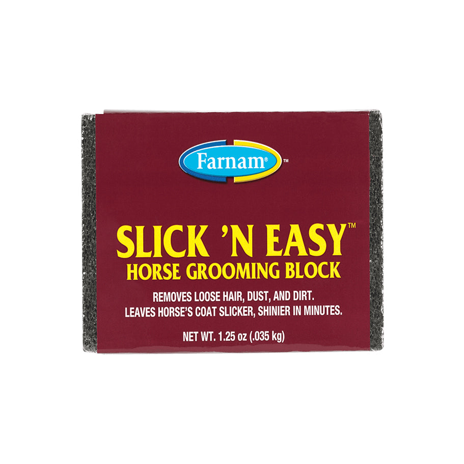 Bloc de toilettage Farnam Slick N Easy de 0,035 kg, produit de soins pour animaux, avec surface lisse et pratique.