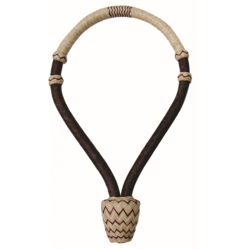 Cavalier Bosal Deluxe en rawhide foncé, accessoire pour l'équitation, avec finition en cuir naturel et design robuste.