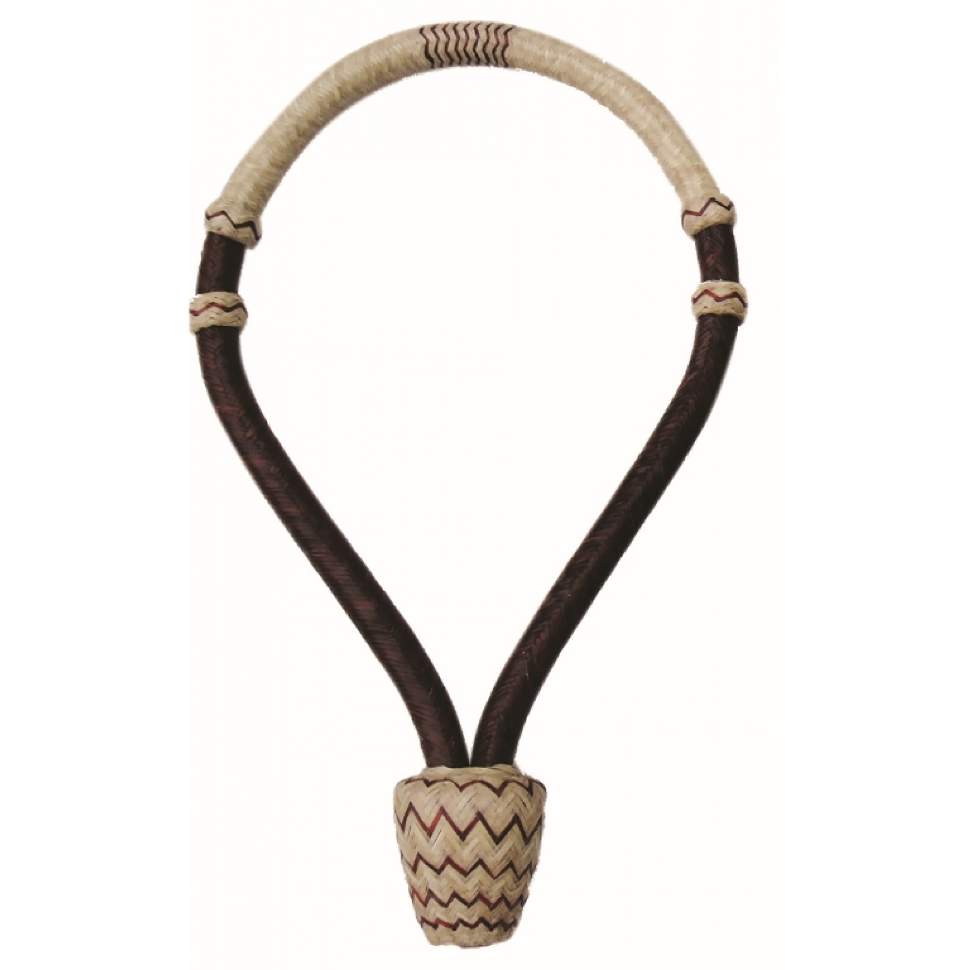 Cavalier Bosal Deluxe en rawhide foncé, accessoire pour l'équitation, avec finition en cuir naturel et design robuste.