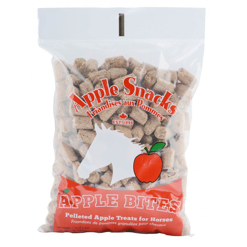 Bouchées de pommes Western Rawhide en sachet refermable de 1 kg, friandises naturelles pour chiens.