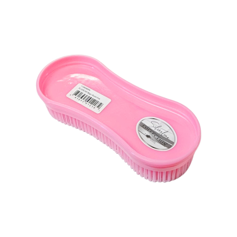 Brosse de nettoyage multi-usages en plastique Silverline avec dos en rose, idéale pour les soins et l'entretien domestique.