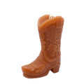 Chandelle en forme de botte de cowboy en cire, accessoire western de la marque ES Sellerie Western, visible en détail.