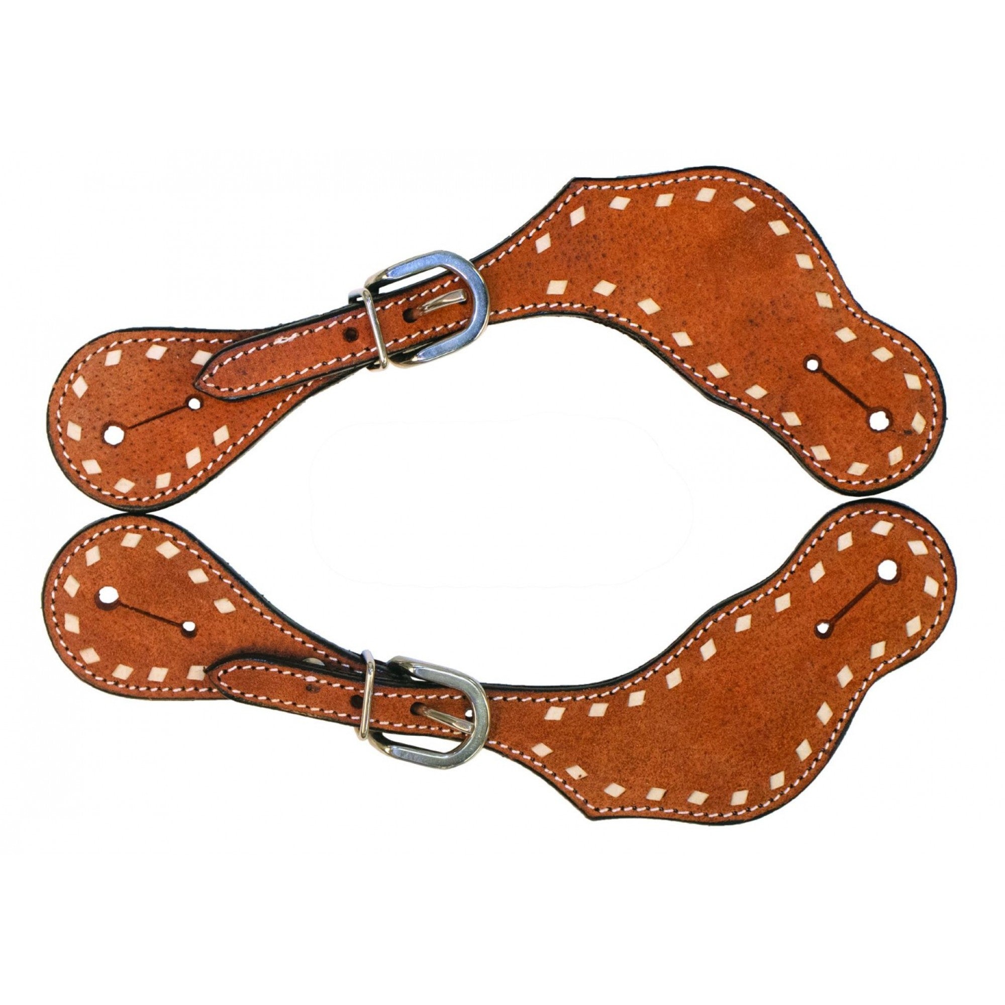 COURROIES D’ÉPERONS EN CUIR ROUGHOUT AVEC BRODURES BUCKSTITCH, HOMMES - ES Sellerie Western