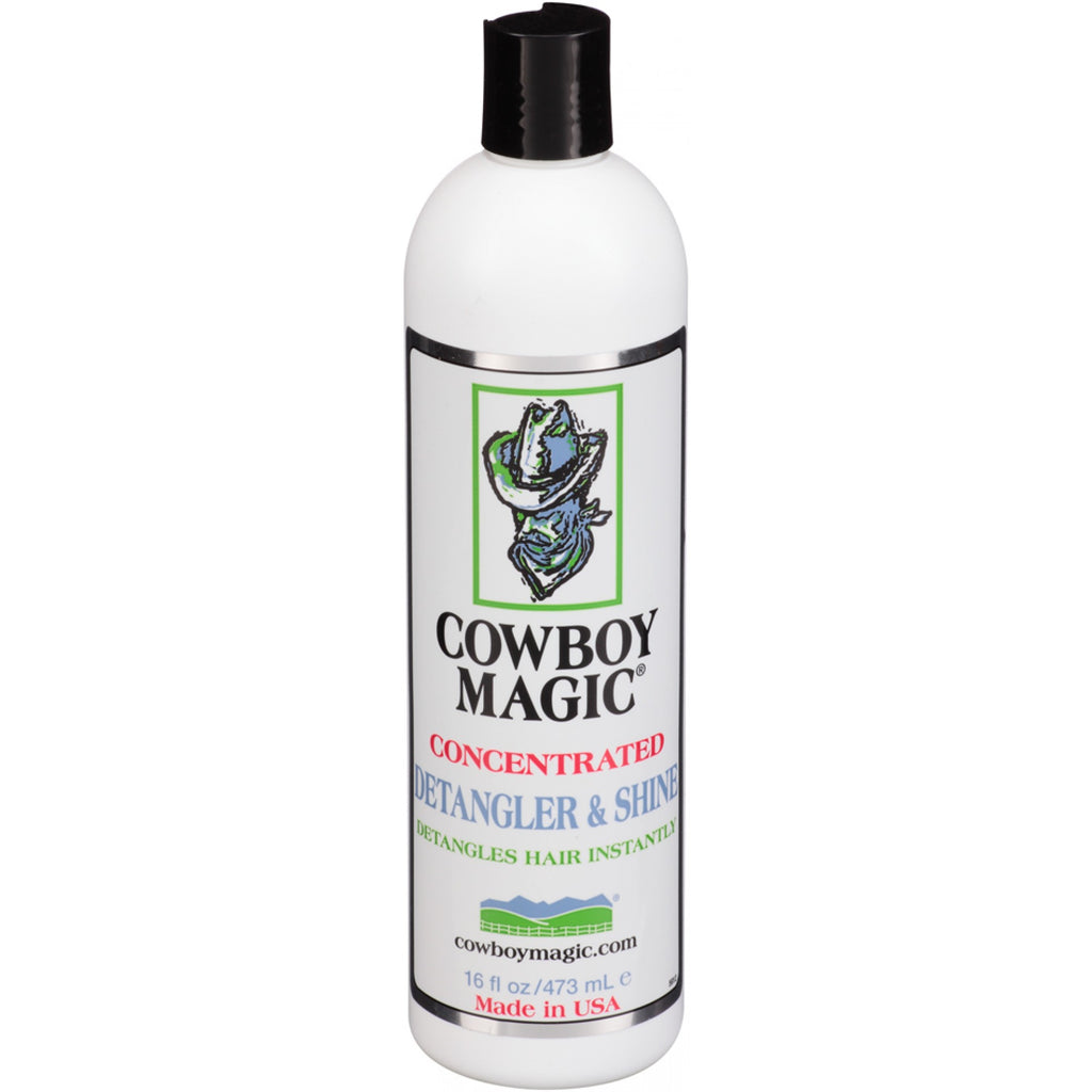 Démêlant Shine Cowboy Magic de Western Rawhide pour chevaux, bouteille de 473 ml avec flacon pulvérisateur.