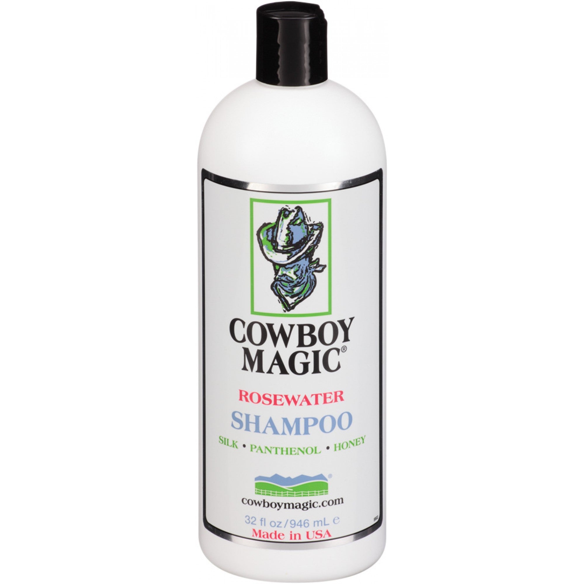 Shampooing à l’eau de rose Cowboy Magic Western Rawhide, soin capillaire en bouteille de 473 ml, liquide rose et blanc