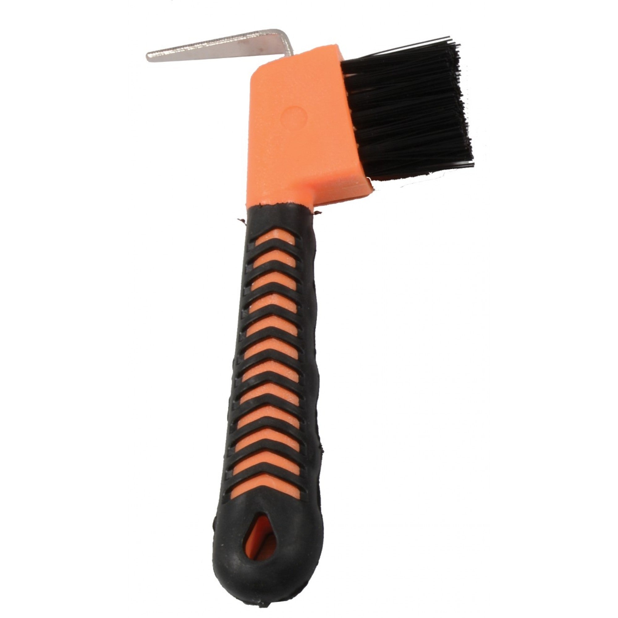 Cure-pieds à poignée souple Cavalier avec brosse orange pour soins des pieds, nettoyage et exfoliation.