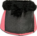 Cloche pour mini cheval noire avec doublure polaire rose, équipement de protection et confort pour chevaux petits.