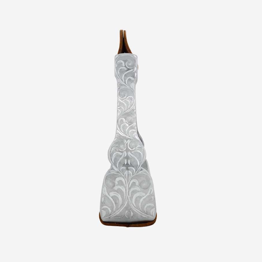 Étriers FG en aluminium gravé de Western Rawhide, design léger et robuste pour l'équitation.