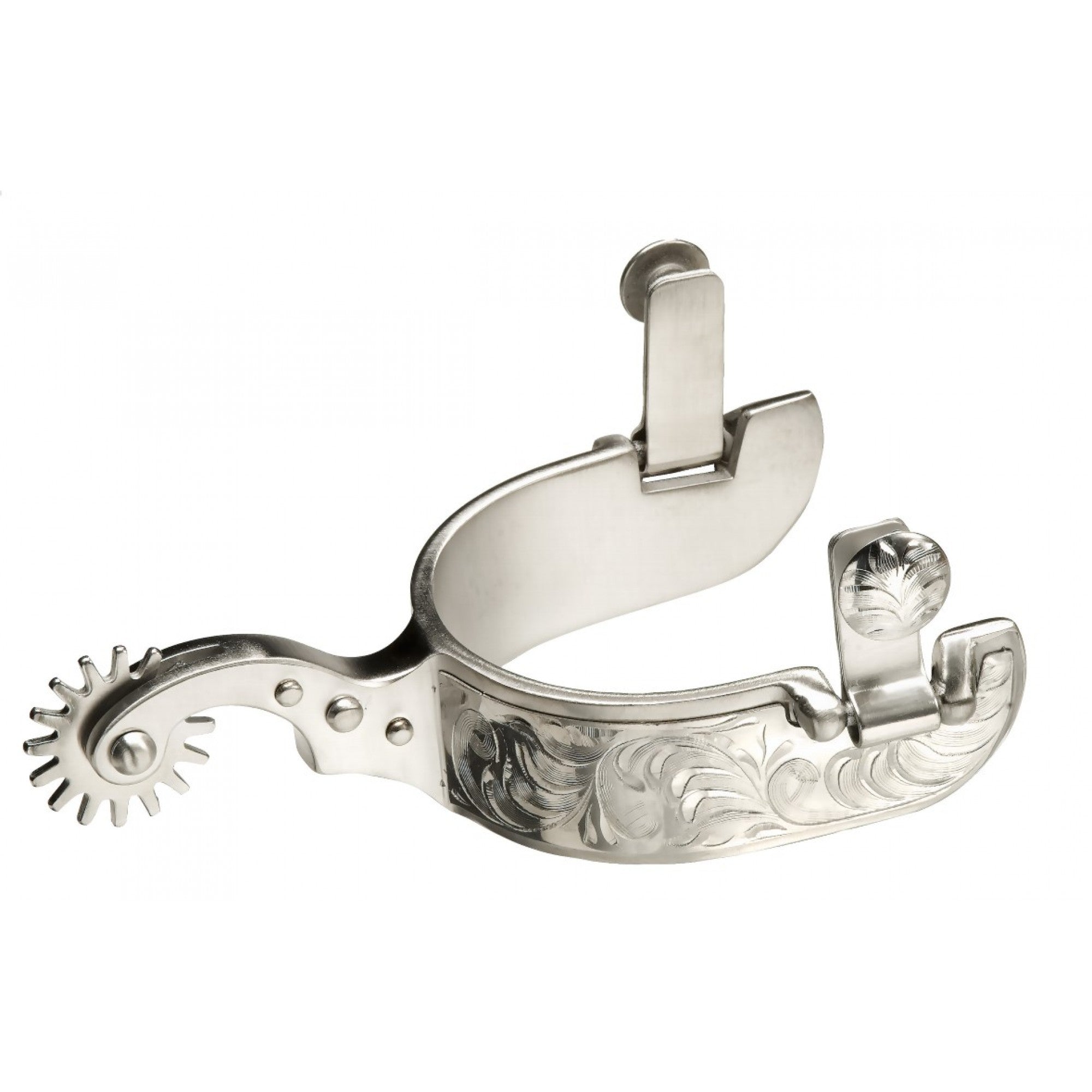 Éperons de reining Western Rawhide "Rock Grinder" avec boucle en acier, conçus pour le western et le reining.