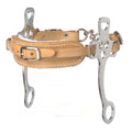 Mors hackamore en acier inoxydable de la marque Western Rawhide, avec bride large et bouclerie robuste pour l'équitation western.