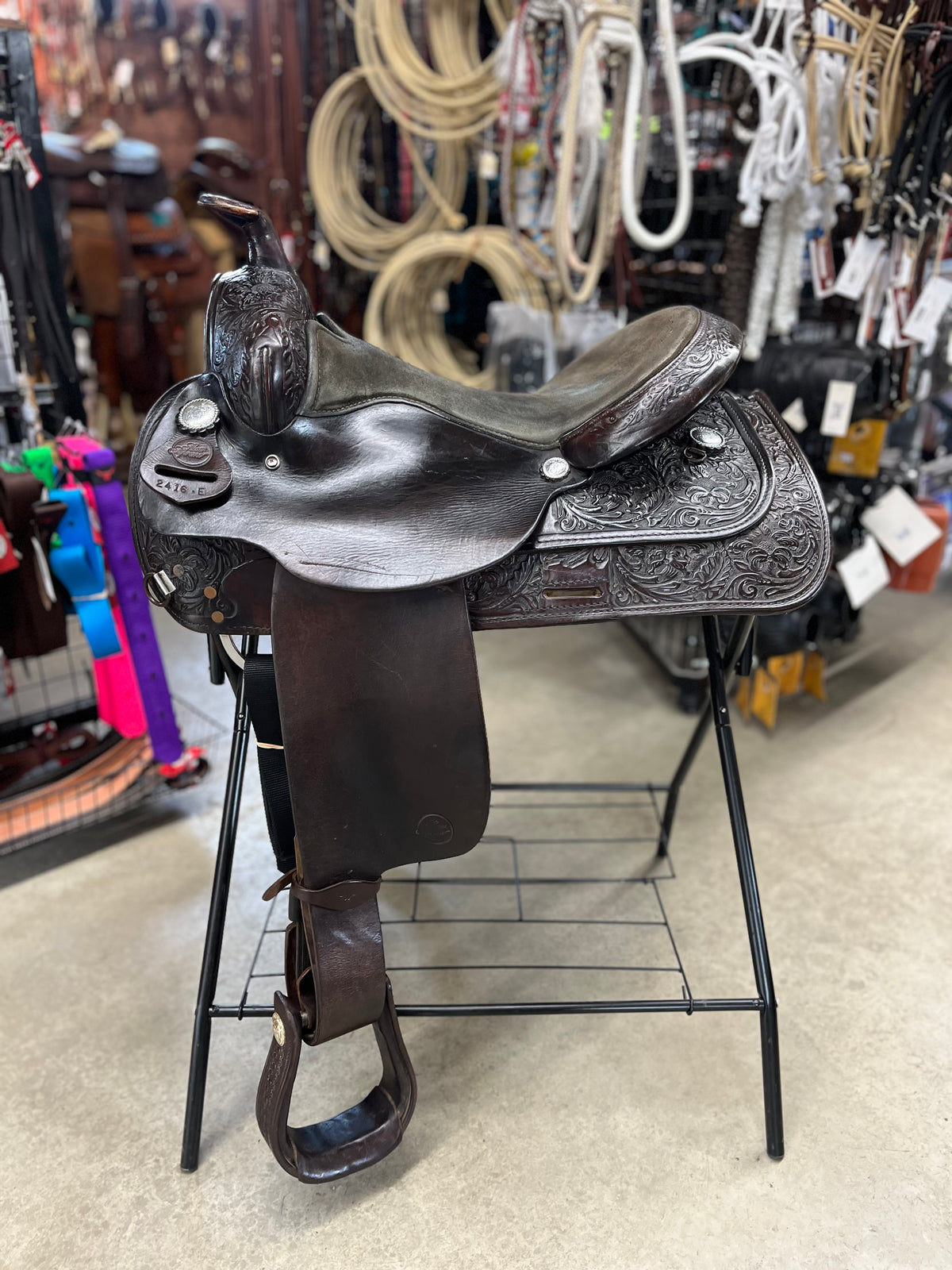Selle western usagée Silver Supreme par ES Sellerie Western vue de côté
