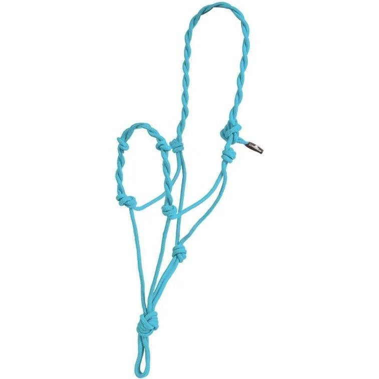 Licou Mustang Twist Rope de Western Rawhide en coloris bleu, équipement pour cheval solide et pratique.