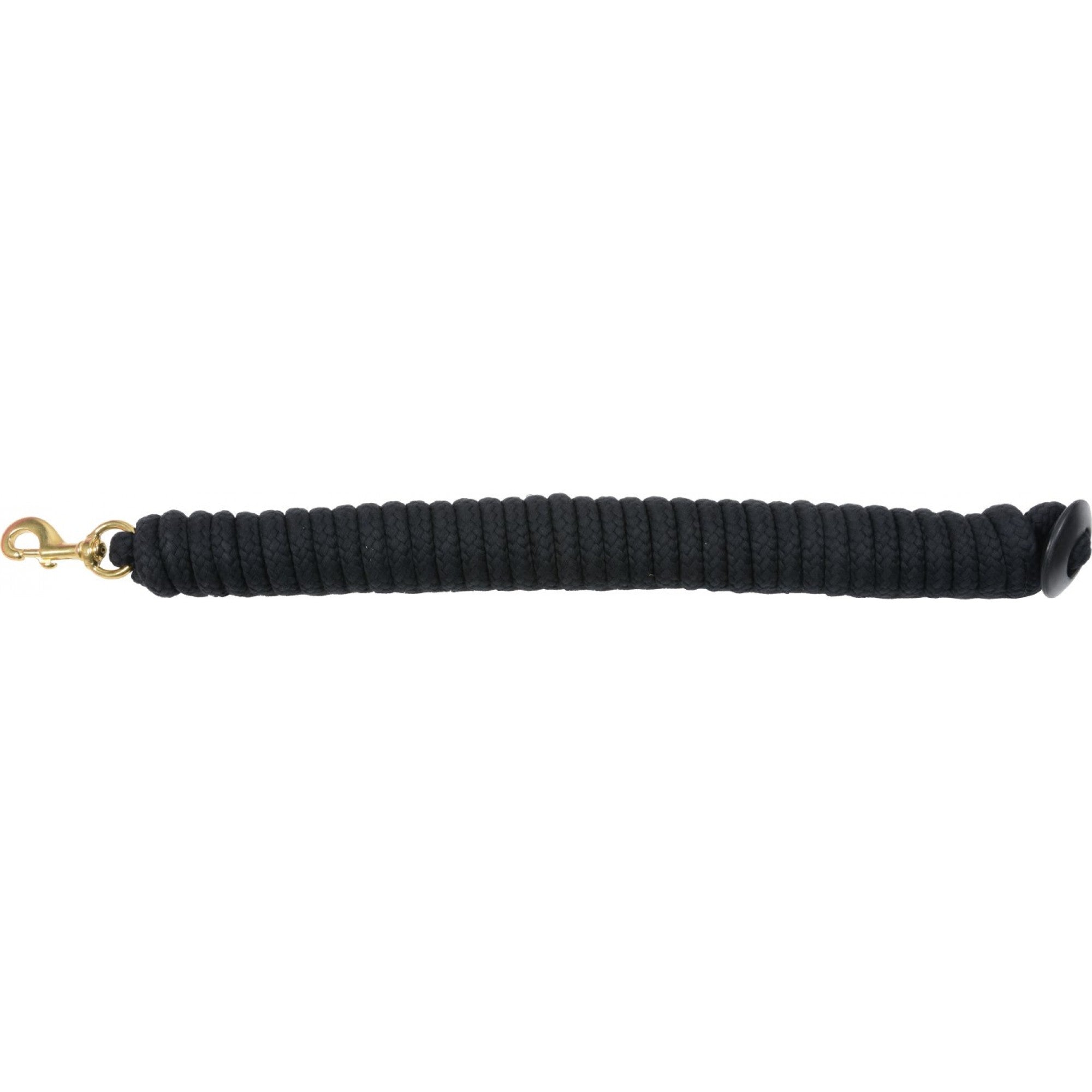 Longe noire avec embout en caoutchouc, accessoire Western Rawhide pour l'équitation, visible en gros plan.