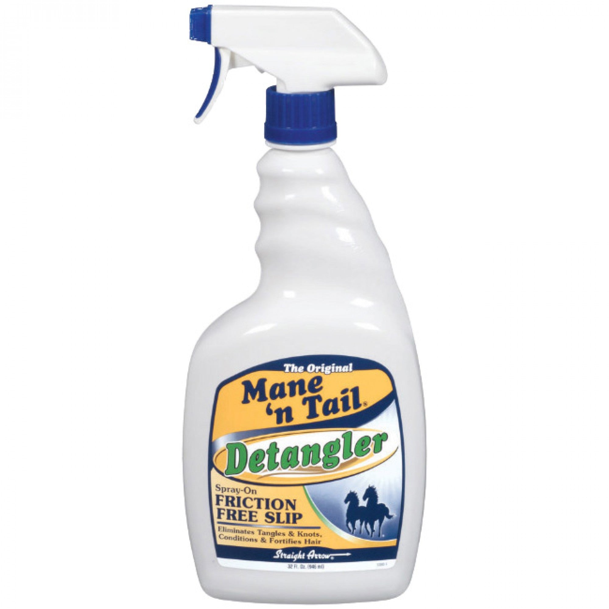 Démêlant Mane N Tail Straight Arrow de Cavalier pour chevaux, flacon de 946 ml, liquide démêlant pour crins et queues.