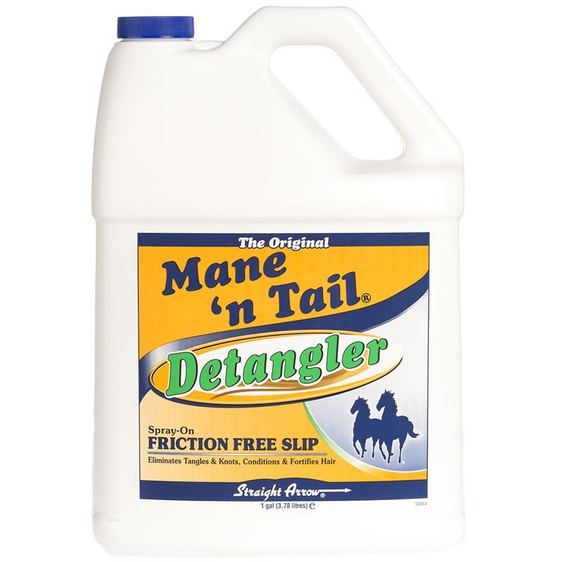 Démêlant Mane N Tail de 3,8 L de la marque Ger-Ryan, bouteille de démêlant pour chevaux avec étiquette visible