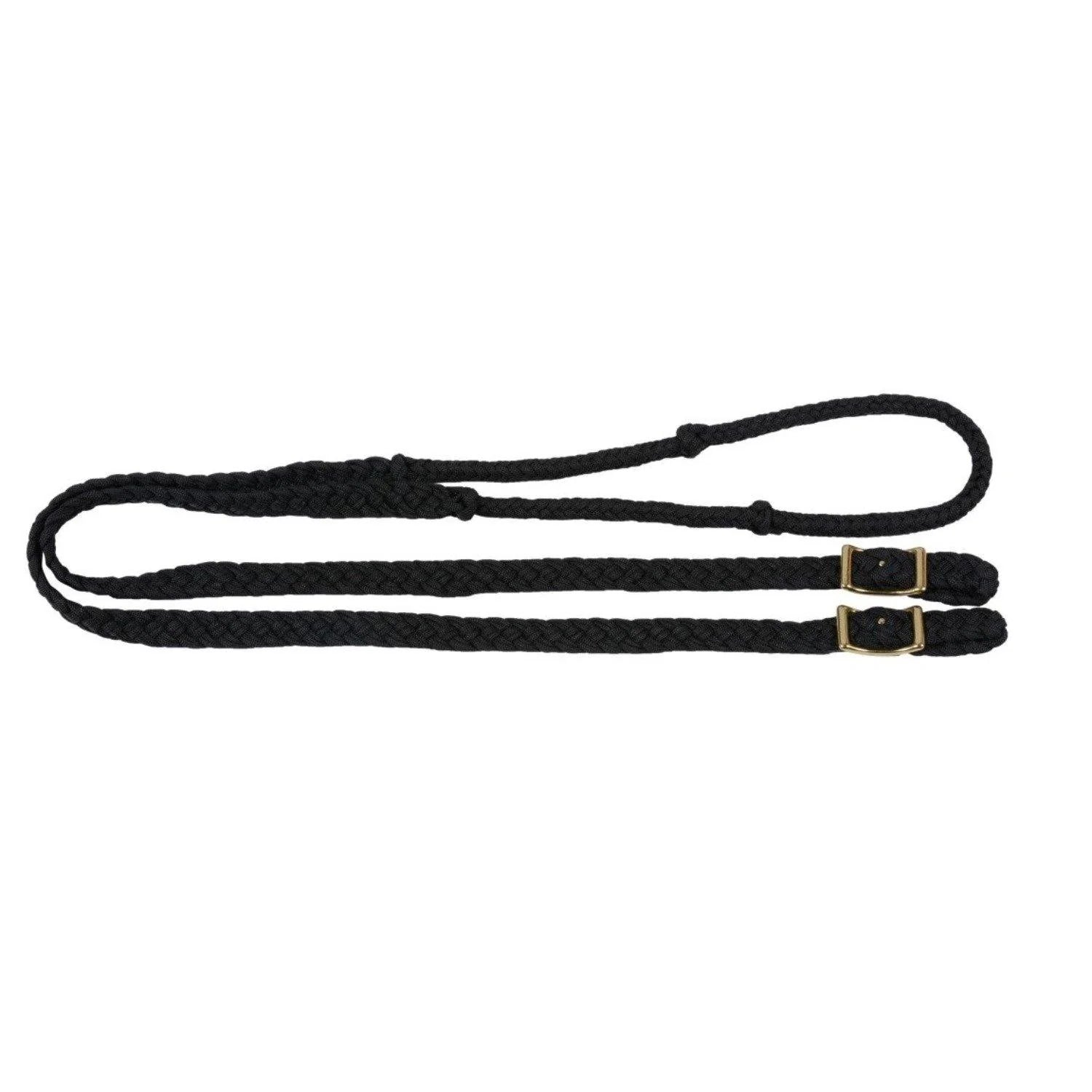 Rênes de baril tressés noirs pour cheval, équipement western de Western Rawhide, avec détails tressés en cuir solide.