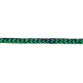 Rênes tressées avec nœuds pour cheval, couleur mauve et lime, équipement Western Rawhide, détails tressés et nœuds visibles.