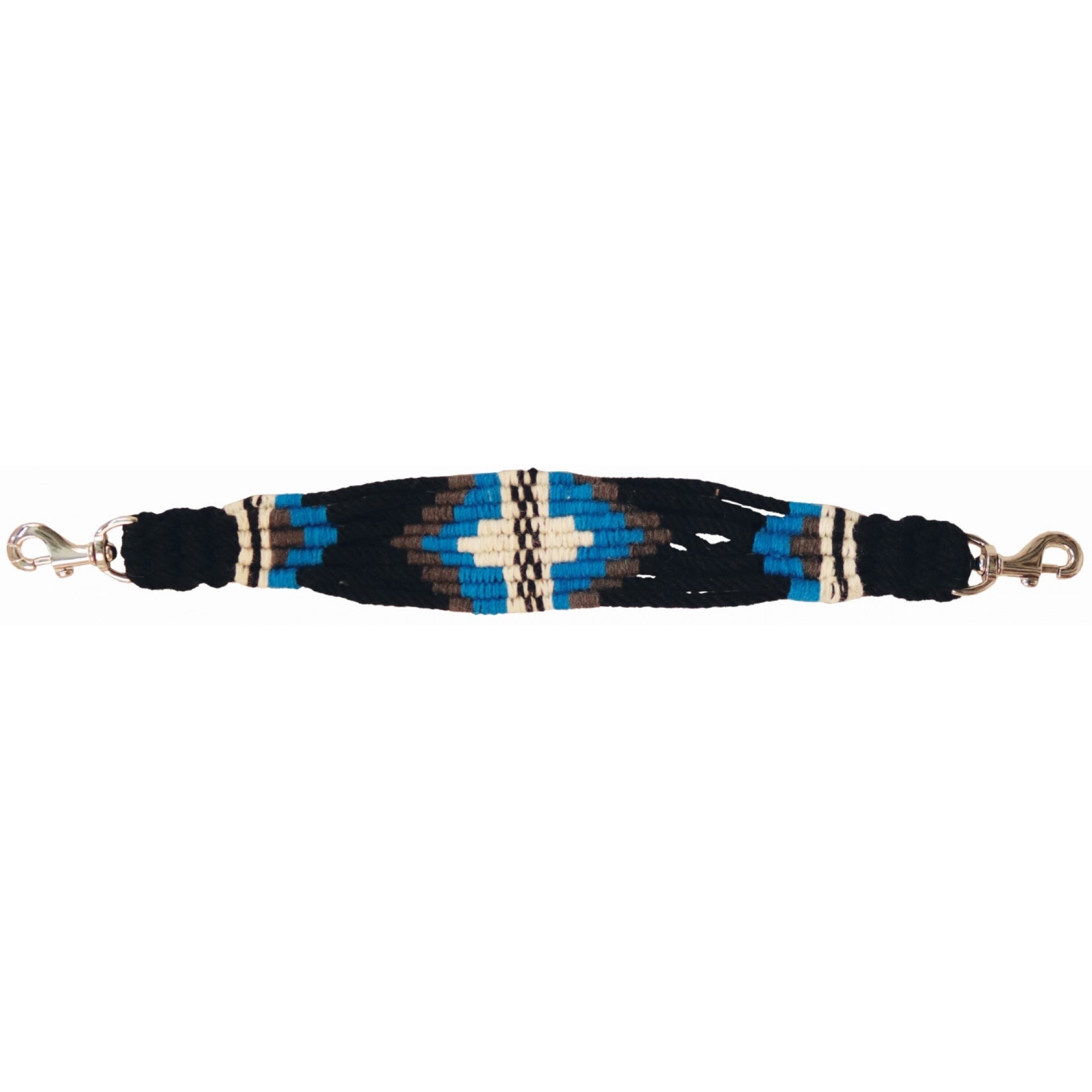 Releveur de bricole en mohair noir et turquoise pour équipement de cheval, marque Western Rawhide, avec poignée résistante.