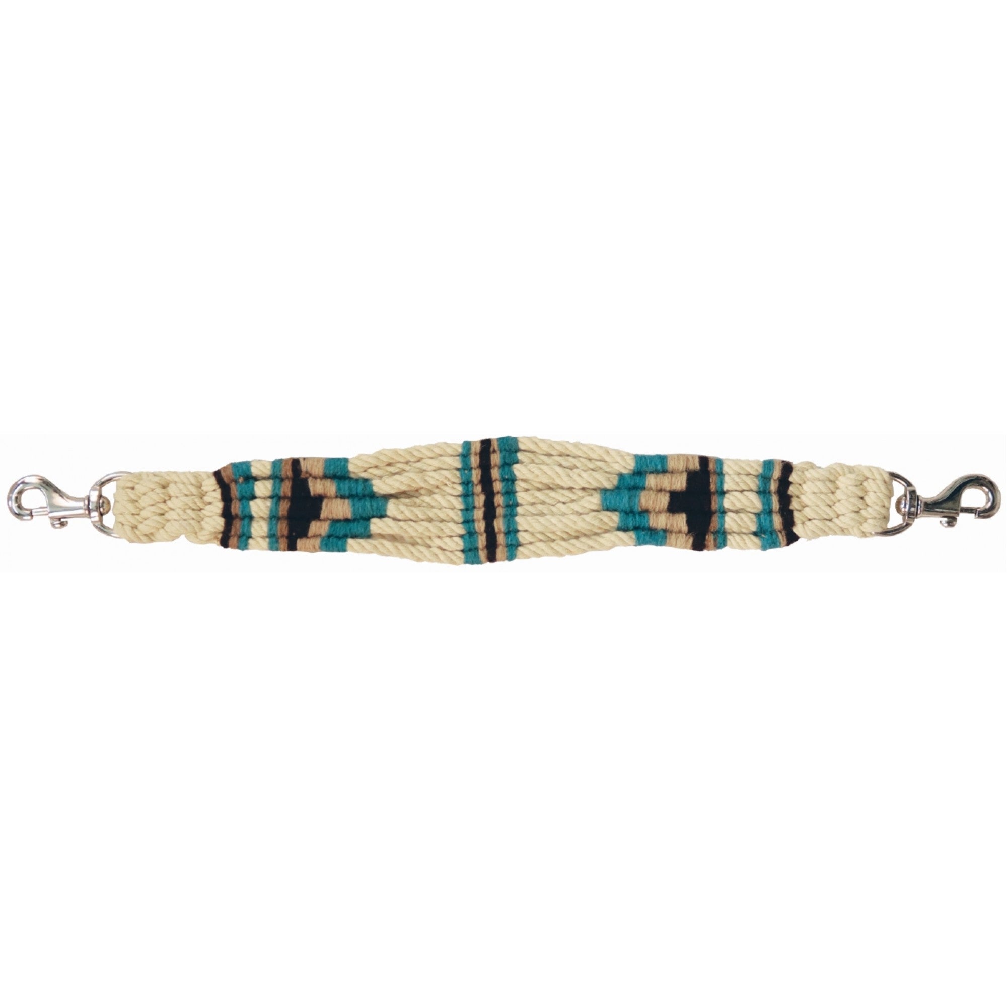 Releveur de bricole en mohair crème et turquoise pour équipement de cheval, marque Western Rawhide, avec ficelle colorée.