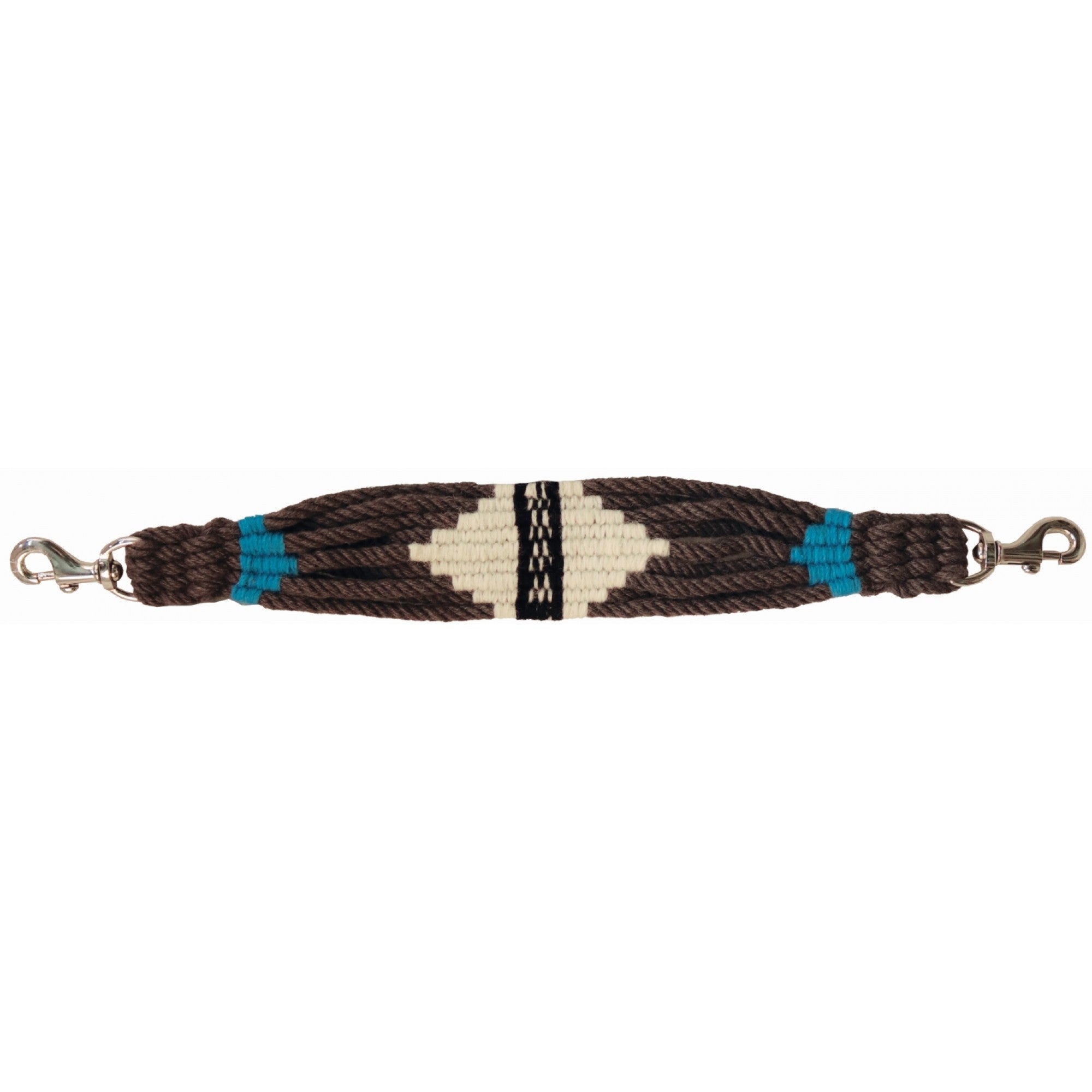 Releveur de bricole en mohair gris et turquoise pour équipement de cheval Western Rawhide, ajustable et durable.