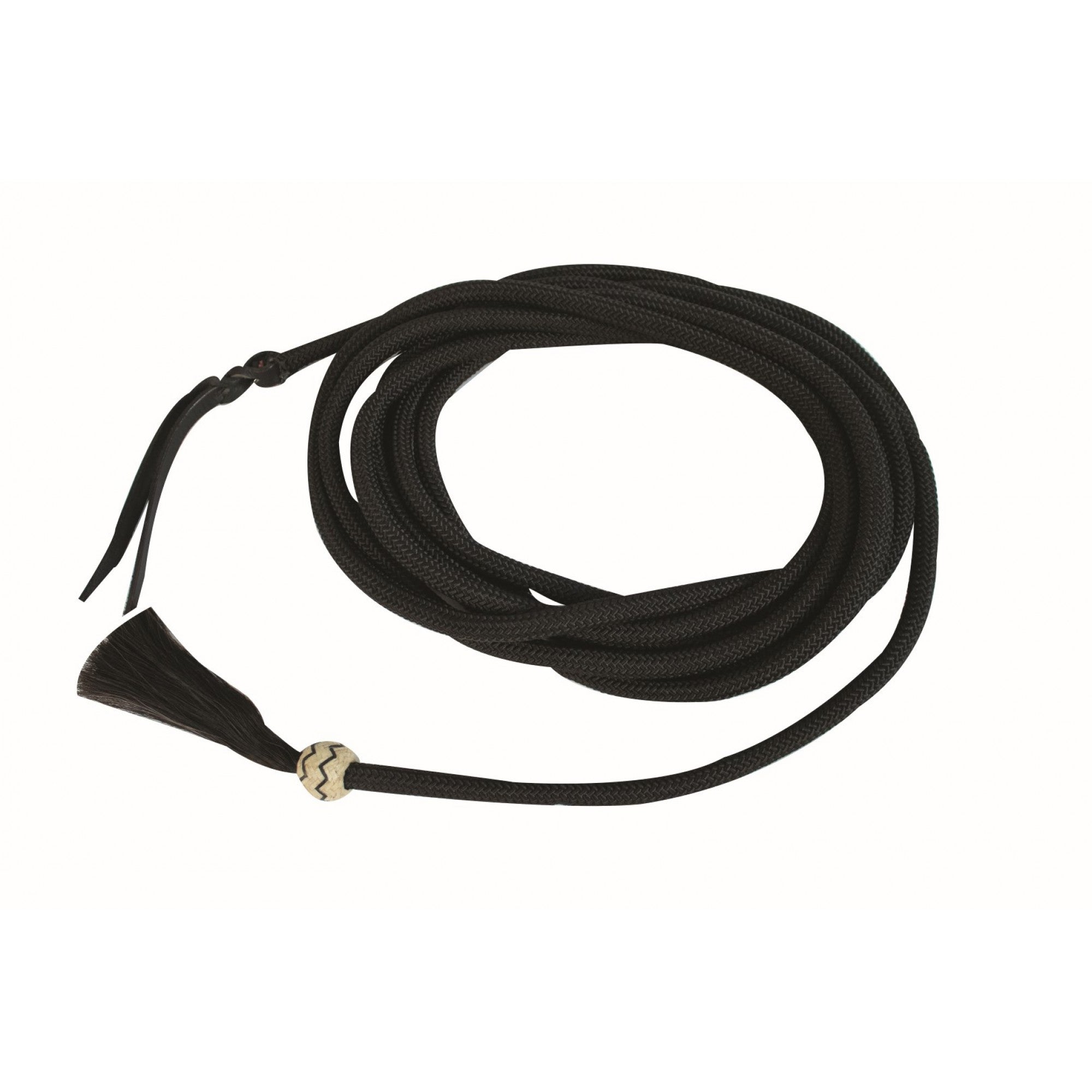 Rênes mecate noires Western Rawhide de Jim Taylor pour bosal, en cuir robuste et tressé, pour l'équitation western.