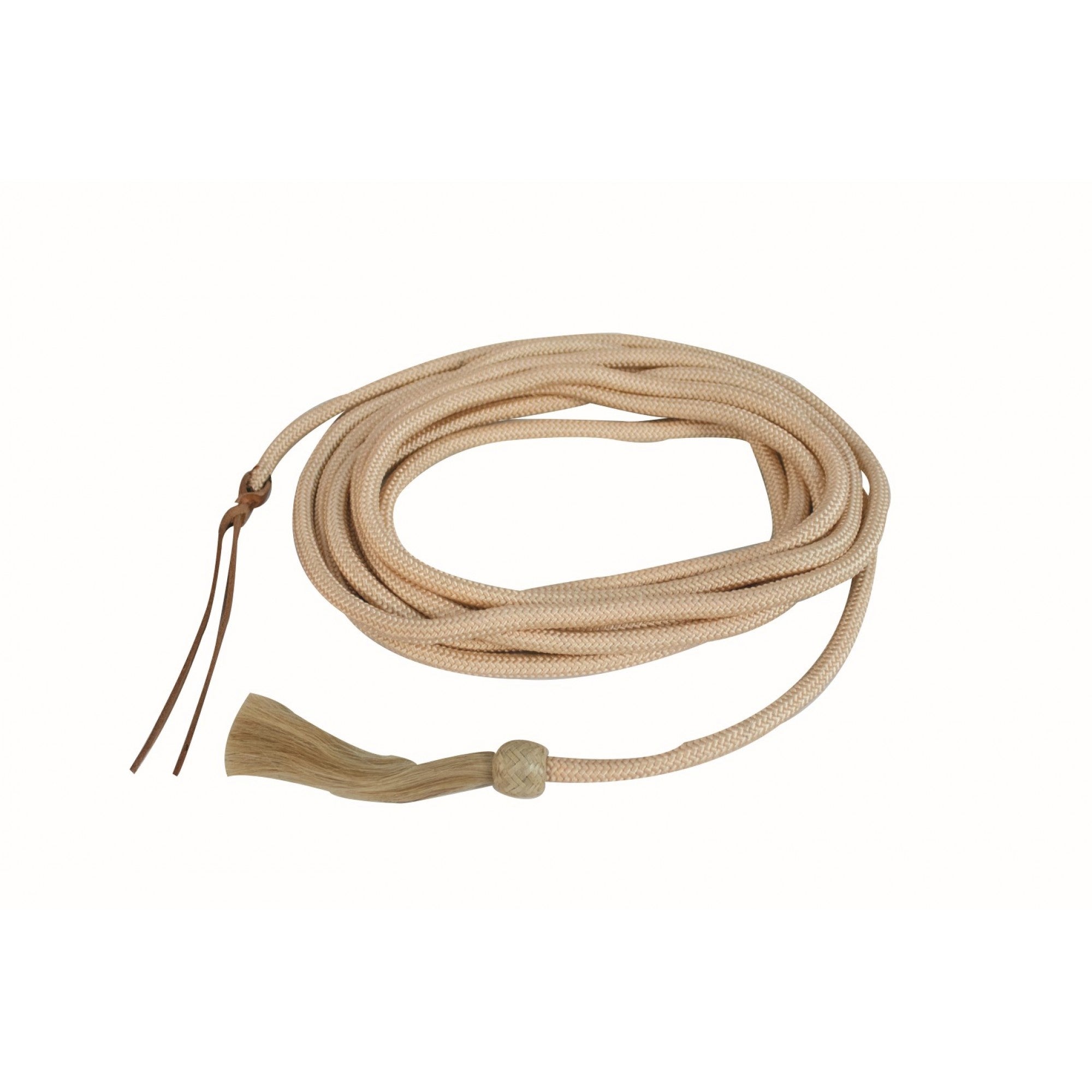 Rênes mecate en cuir par Jim Taylor pour bosal, couleur tan, pour l'équitation western, avec boucle et finition soignée.