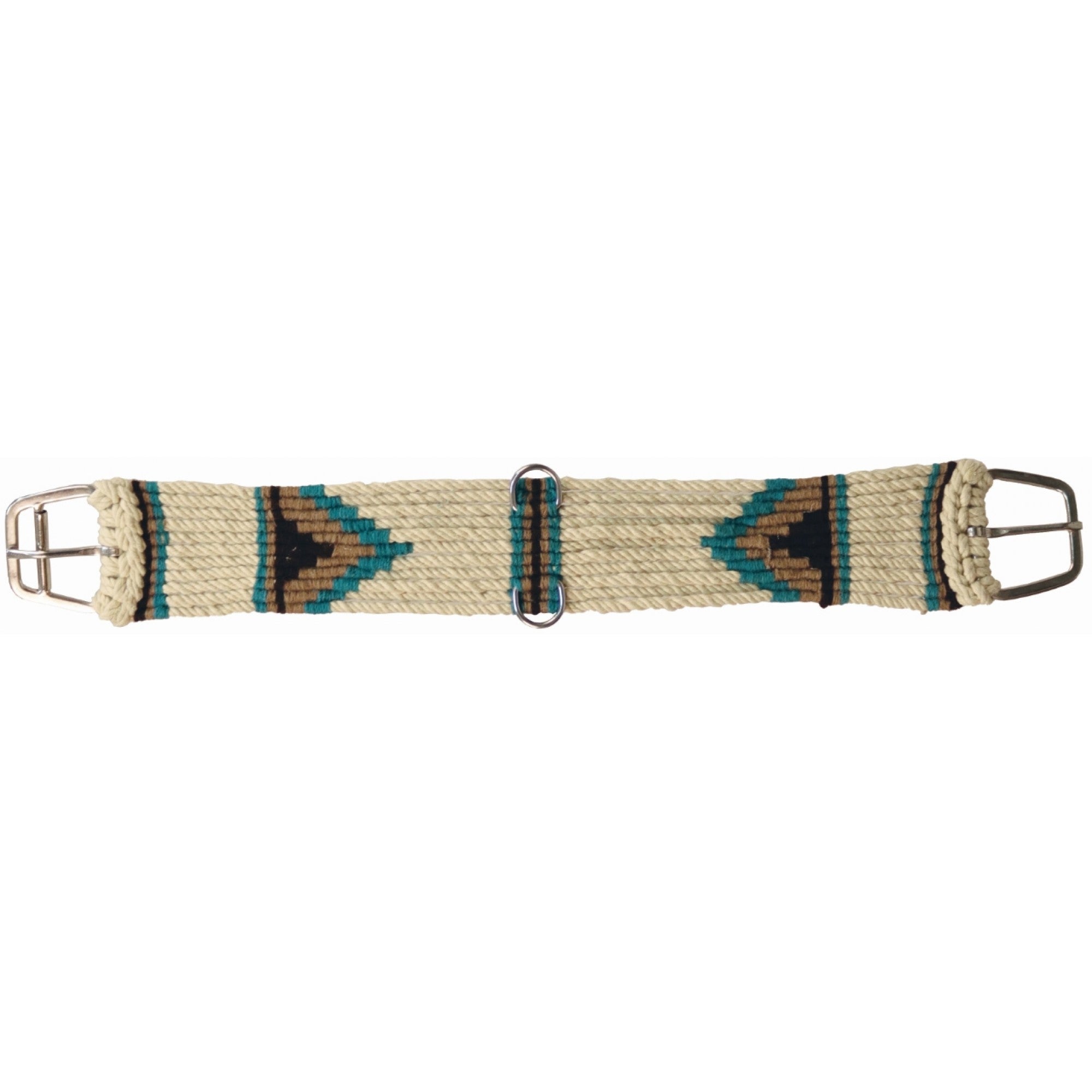 Sangle double en polycoton crème et turquoise pour équipement de cheval, fabriquée par Western Rawhide, longue de 36 pouces