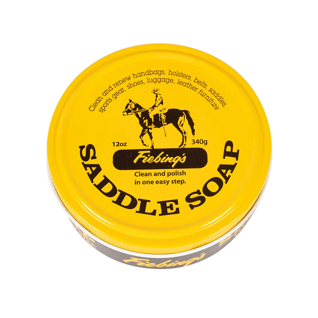 Savon à selle Fiebing's jaune pour l'entretien de l'équipement du cheval, emballage de 340 g, marque ES Sellerie Western.