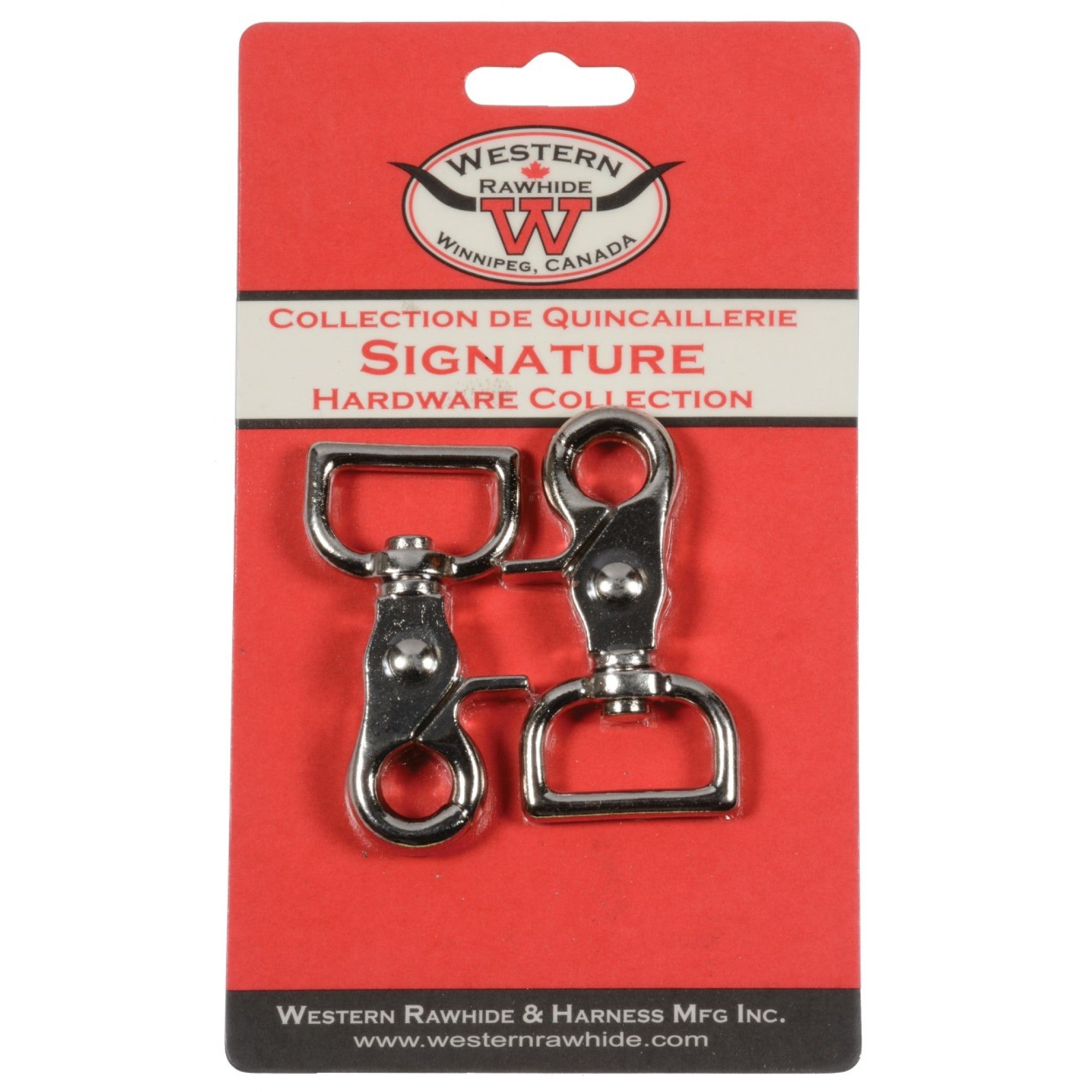 Paquets de 2 accessoires SNAP en nickel plaqué de 1 pouce, fabriqués par Western Rawhide, visibles en image.