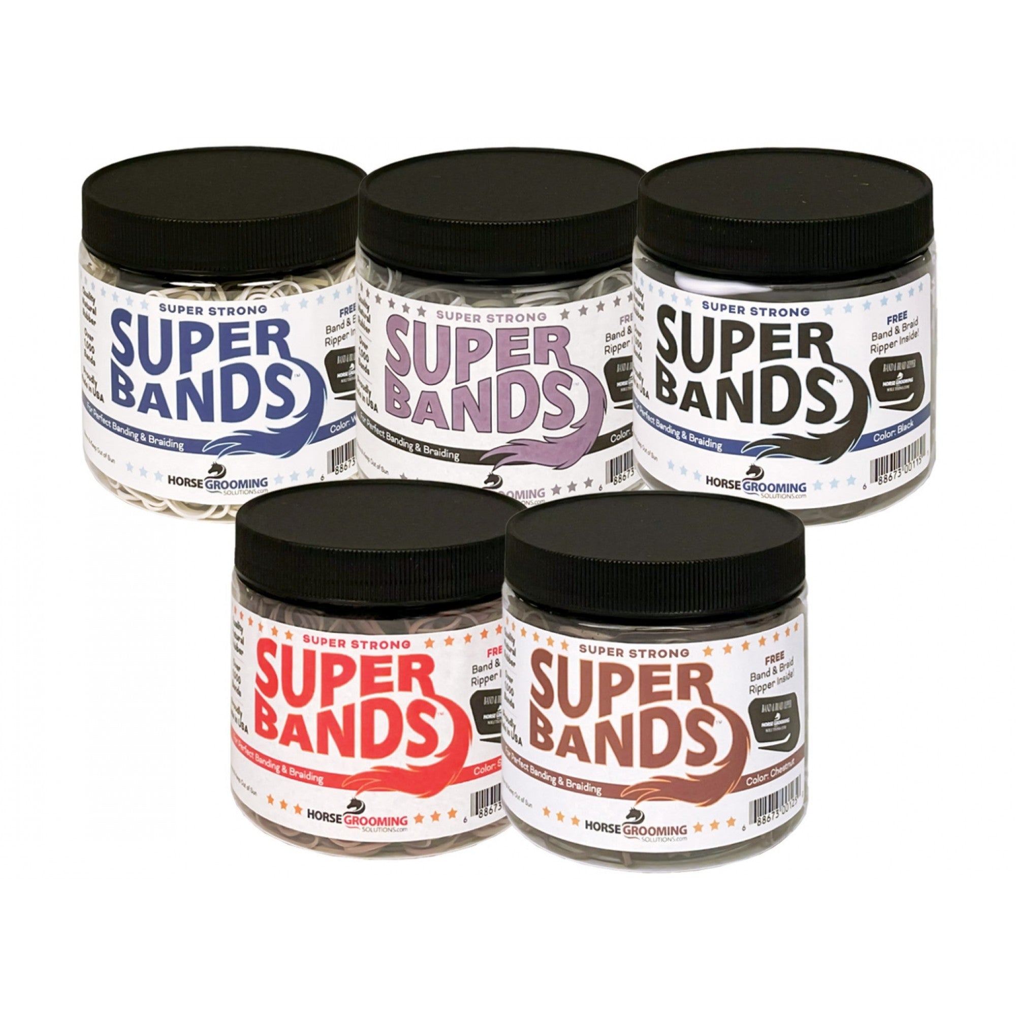 Élastiques pour tresses SUPER BANDS de Western Rawhide, 1000 pièces avec défaiseur inclus, adaptés aux soins capillaires.