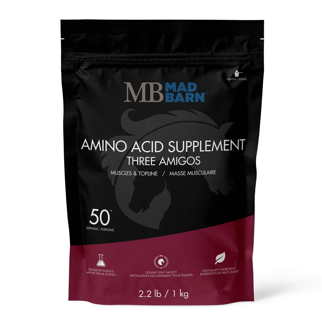 Soin Three Amigos de Madbarn, 1kg, en pot, avec étiquette colorée, destiné aux soins pour animaux.