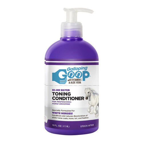 Après-shampoing blanchissant argenté Centurion Supply Galloping Goop Hi Ho pour cheveux, en bouteille avec étiquette.