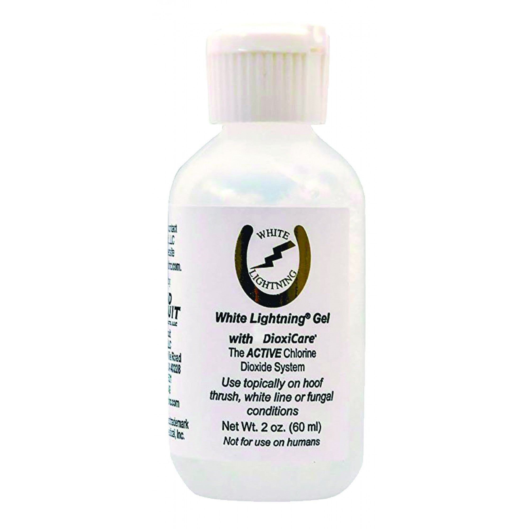 Gel pour sabots White Lightning de Western Rawhide, soin naturel pour la santé des sabots de chevaux, en tube blanc.