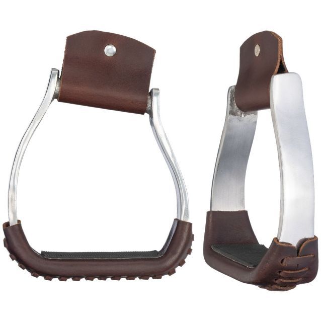 Étrier western en angle en aluminium gainé de cuir